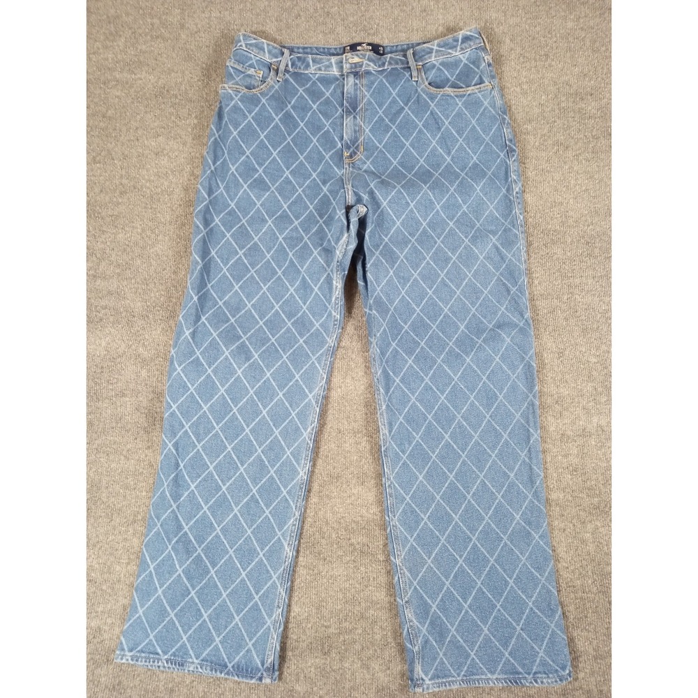 Hollister Ultra High Rise Dad Jeans Blue Wide Medium Diamond Shape Denim 33x31